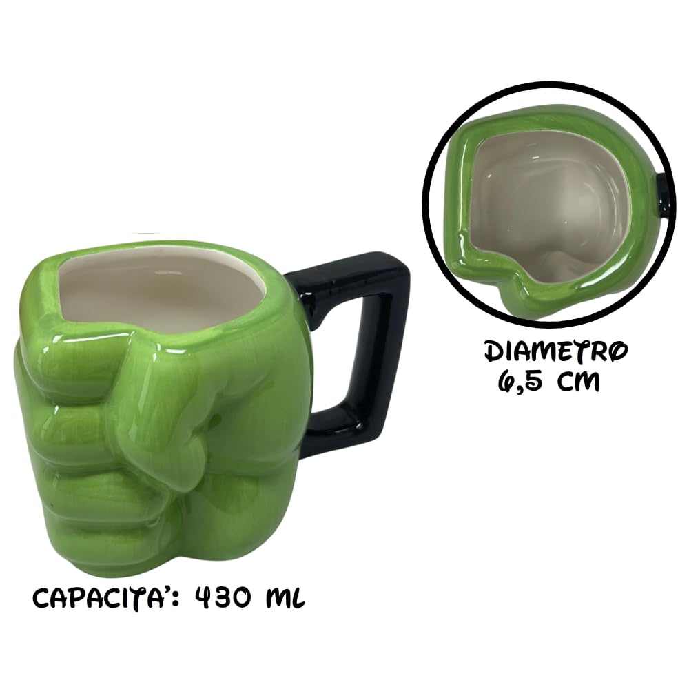 Hulk Marvel Avengers Keramik Tasse 3D Mug Muster Tasse 430ml dreidimensionale Figur Kinder Frühstücksschale zum Sammeln