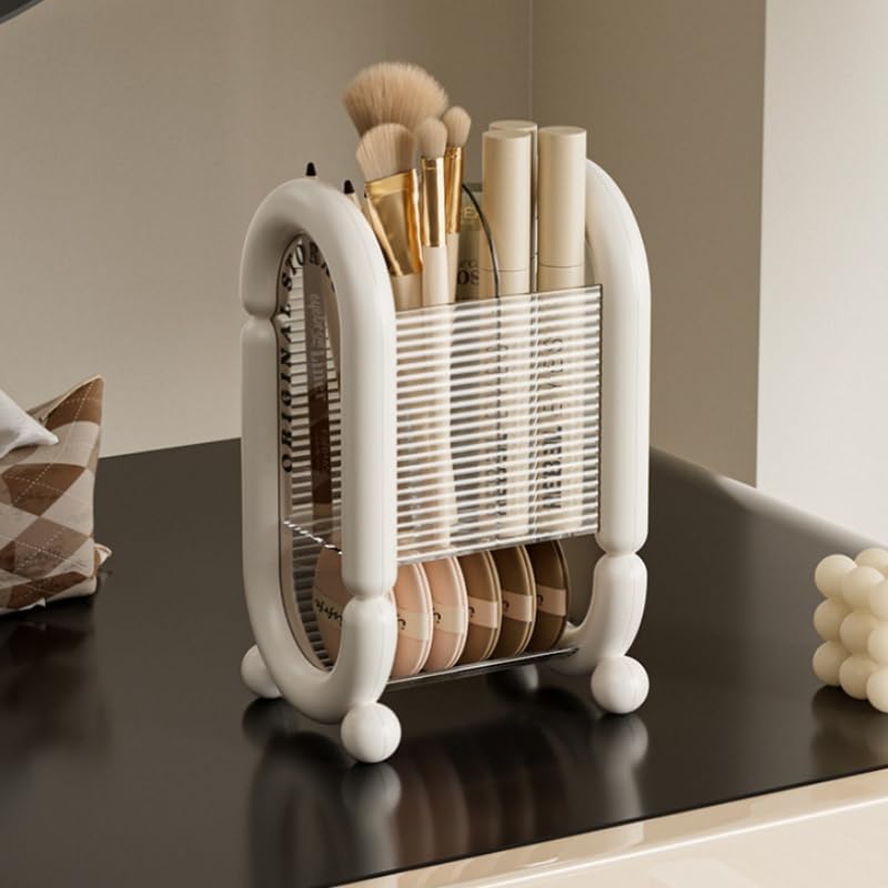 Siehpa3 Makeup Brush Holder Cosmetic Tool Storage Makeup Brush Organizer for Powder Puff Brush Eyeliner Bathroom Counter Dresser Bedroom Storage (White)