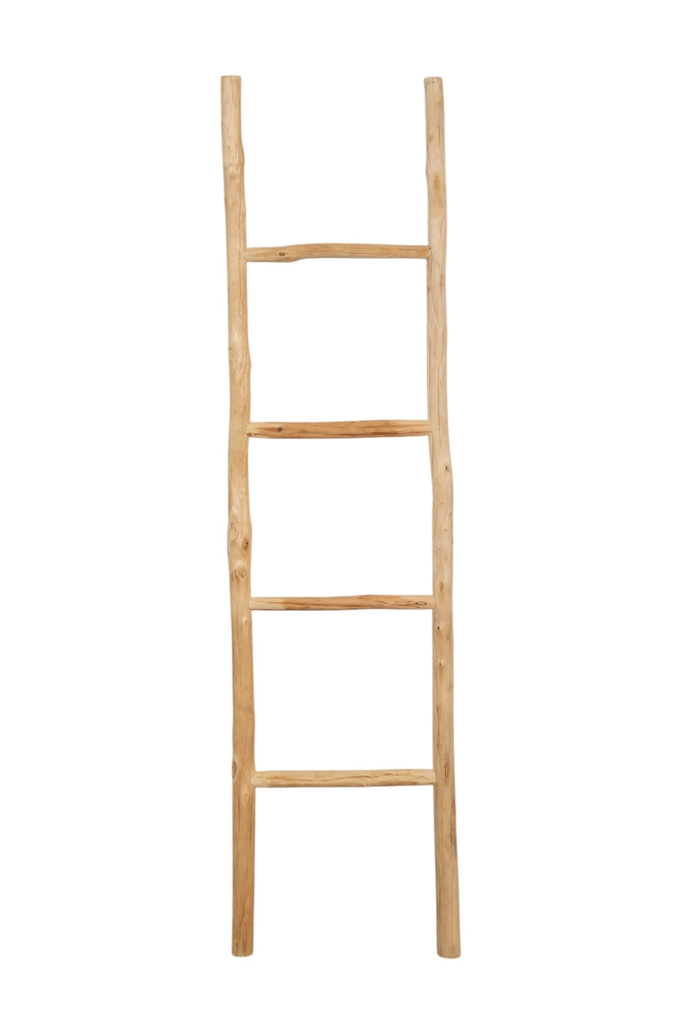 Biscottini Escalera toallero baño 150 x 3,5 x 37 – Escalera decorativa de madera – Colgador de toallas de madera – Toallero de pared de metal