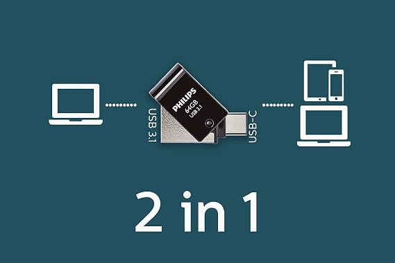 Philips 64GB OTG Dual Drive Type-C and USB Flash Memory