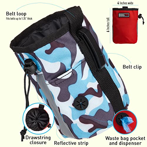 Image of Dogline Dog Treat Pouch: Puppy Training Bag, Pet Kibbles and Snacks Holder, Litter Waste Bags Dispenser with Adjustable Drawstring Closure, Large Capacity with Mesh Pocket, Strong Nylon Material