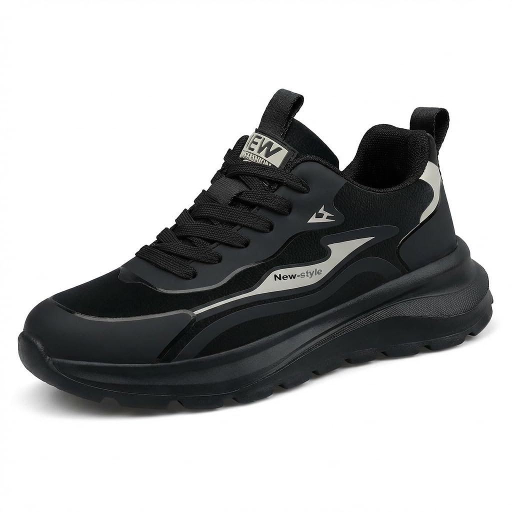 Men's Black Running Shoes Lightweight Breathable Athletic Sneakers for Walking Gym Casual