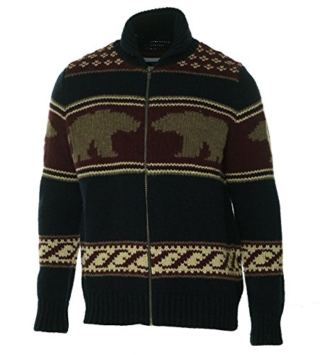Tommy Hilfiger Mens Zip Front Pattern Cardigan Sweater Navy L