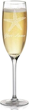 Champagne Glass, Starfish, Personalized Engraving Included