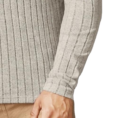 Mens Crewneck Cable Cotton Sweater Casual Lightweight Slim Fit Pullover Line Textured Long Sleeve Knitted Top4