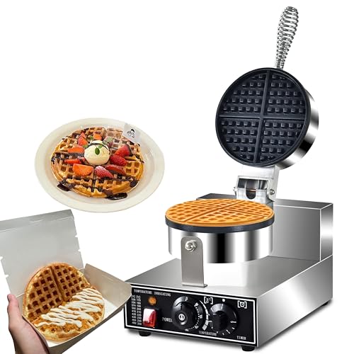 Commercial Waffle Maker Electric Waffle Iron Non-Stick Waffle Cones Maker Machine Hotel Waffle Maker With Time Control Temperature Adjustable, 110V 1300W