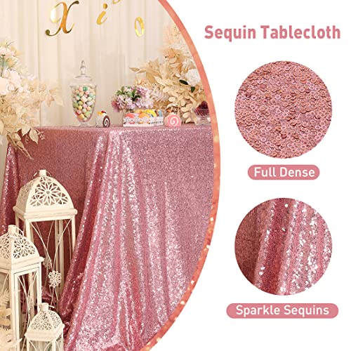 Poise3Ehome 3E Home 50×80'' Rectangle Sequin Tablecloth For Party Cake Dessert Table Exhibition Events, Fuchsia Pink #TOP3