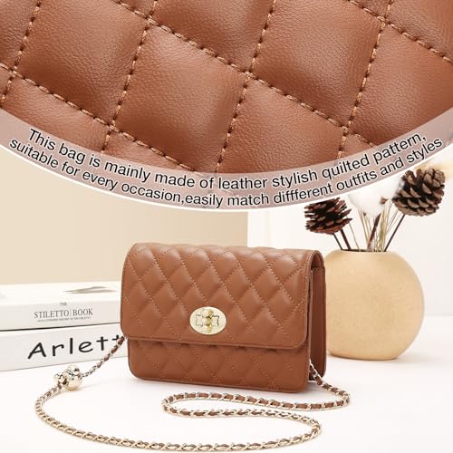 FOXLOVER Quilted Crossbody Purse for Women Leather Trendy Ladies Shoulder Bag with Chain4