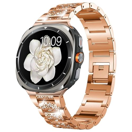 Correa compatible para Galaxy Watch 8 y Ultra 47mm, metal con diamantes miniatura 1