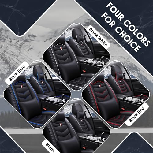 Image of Car Seat Cover 2 Seats for Nissan 370Z 2009-2020, Durable Wear Resistant Waterproof Vehicle Cushion Cover, Breathable No Odor Premium Leather Vehicle Seat Covers.(Luxury,Black Blue)