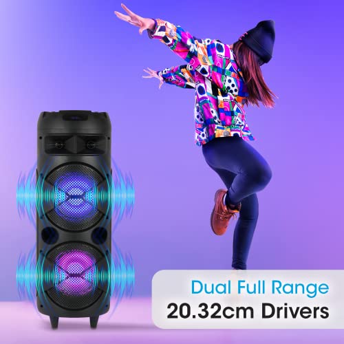 Image of Zebronics 450 Moving Monster DJ Trolley speaker with 48W RMS, Bluetooth 5.0, Wireless mic, Karaoke, TWS function, LED lights, Dual 8 inch Full range, 10.5H backup & Built-in rechargeable Battery