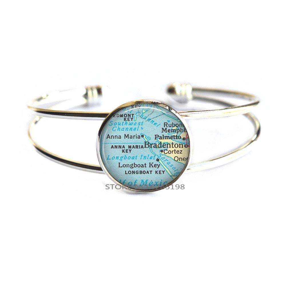 Bradenton, Florida map Bangle, Anna Maria Island map Bracelet, Longboat Key map Jewelry Anna Maria Bangle,N282