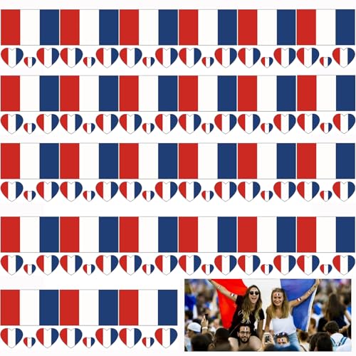 Rosymormor 27 Feuilles France Drapeau Tatouage Ephemere Olympiques, Tatouages Temporaire Kit Supporter France, Faux Tatouages Football Homme Enfant Femme Adulte pour Maquillage Visage Accessoires