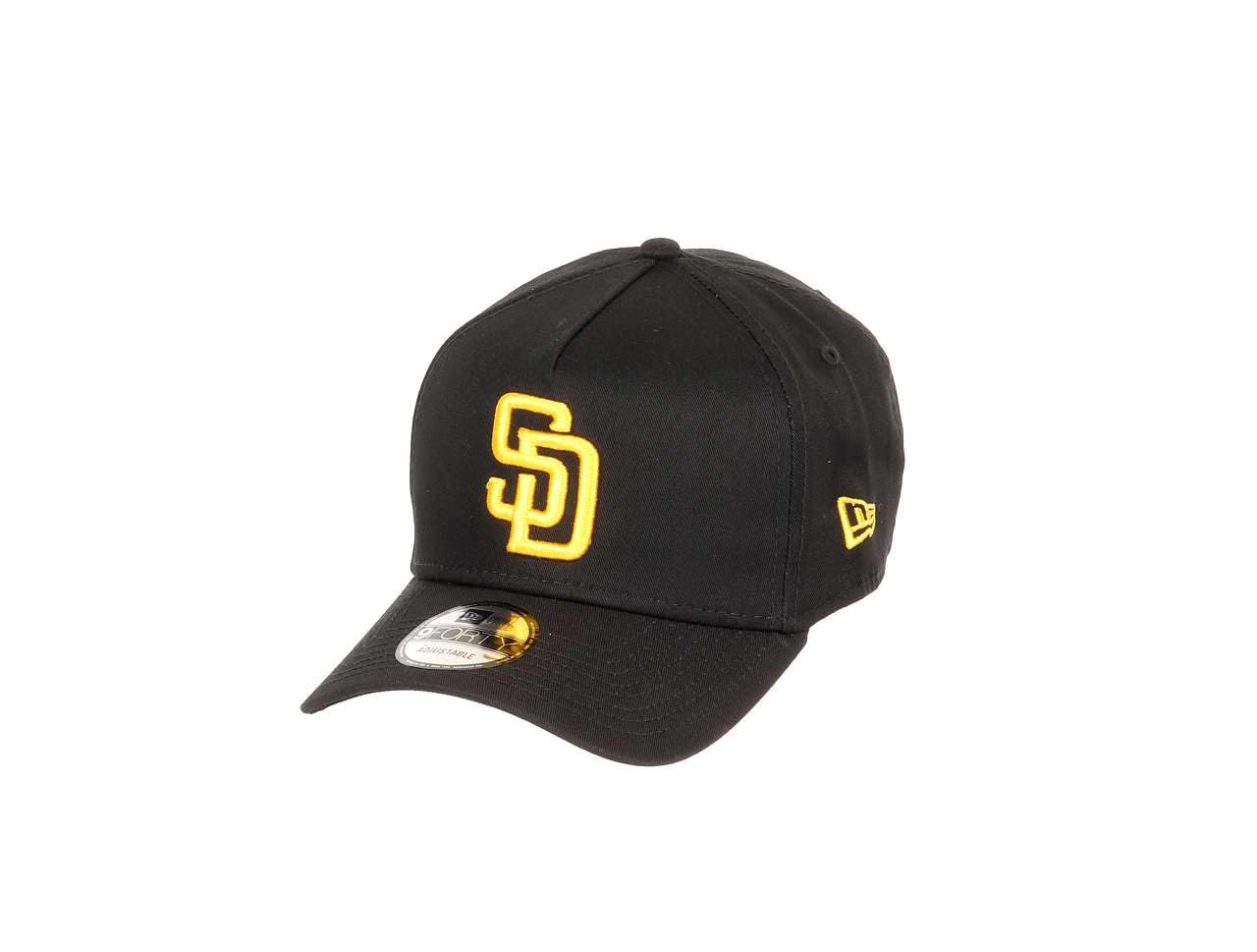 New Era San Diego Padres MLB Black Coloured Team Logo Yellow 9Forty A-Frame Snapback Cap