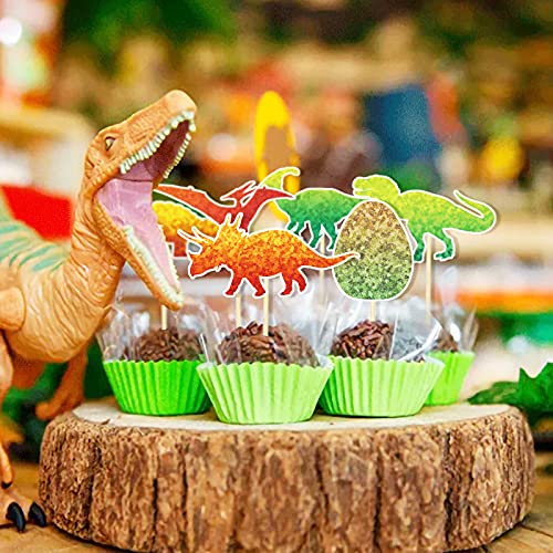 Sunny Seat A-DINOCAKE48 Dinosaur Birthday Party Supplies Watercolor Dino Cupcake Toppers 48 Pack Party Decorations Happy Birthday Cake Topper Decor thumb #1