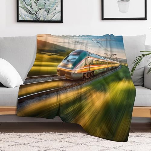 Manta de franela de tren exprés térmica y lavable para frío en sofá 3