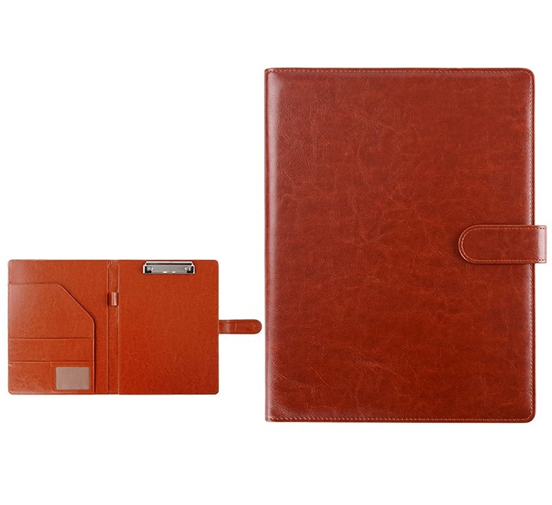 Cicilin A4 File Folder with Clipboard Faux Leather Resume Storage Portfolio Organiser (Brown)