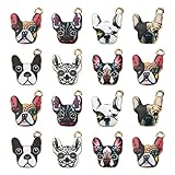 DanLingJewelry 35Pcs 7 Styles Enamel Dog Head Charms Enamel Bulldog Charms Animal Pet Dog Charms for Bracelets Jewelry Making Bulk