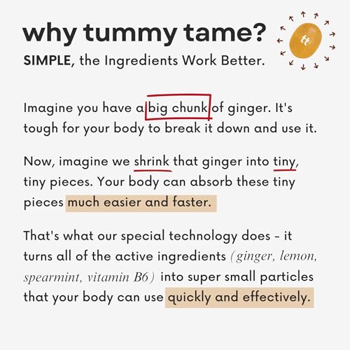 Image of Tummy Tame Drops - 3X Better Absorption | Herbal Relief for Occasional Indigestion, Bloating, Gas, Nausea, Upset Stomach | Ginger, Lemon, Spearmint & B6. Individual Drops, (Pack of 2)