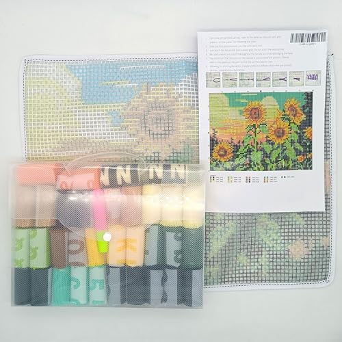Image of Howie's Latch Hook Kits for Adults, DIY Blooming Sunflowers Crochet Yarn Latch Hook Rug Kit for Adults, Color Preprinted Pattern Embroidery Decoration(Blooming Sunflowers, 19.69 x 14.96 inch)