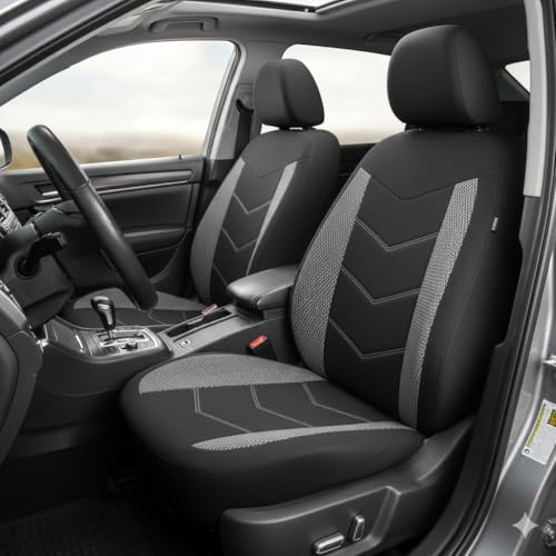 TOYOUN Universal Autositzbezüge für Vordersitze - Sitzbezüge Auto Atmungsaktiv Sitzschoner Auto - Schonbezug Autositz Vorne 2er Set Autozubehör, Grau