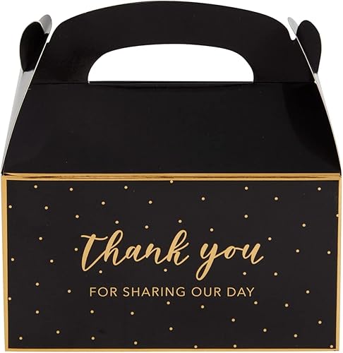 Miniatura 4 de Sparkle and Bash Cajas a dos aguas negras y doradas para tarta de cumpleaños, paquete de 24, 6.3 x 3.5 x 3.5 pulgadas, cajas de agradecimiento