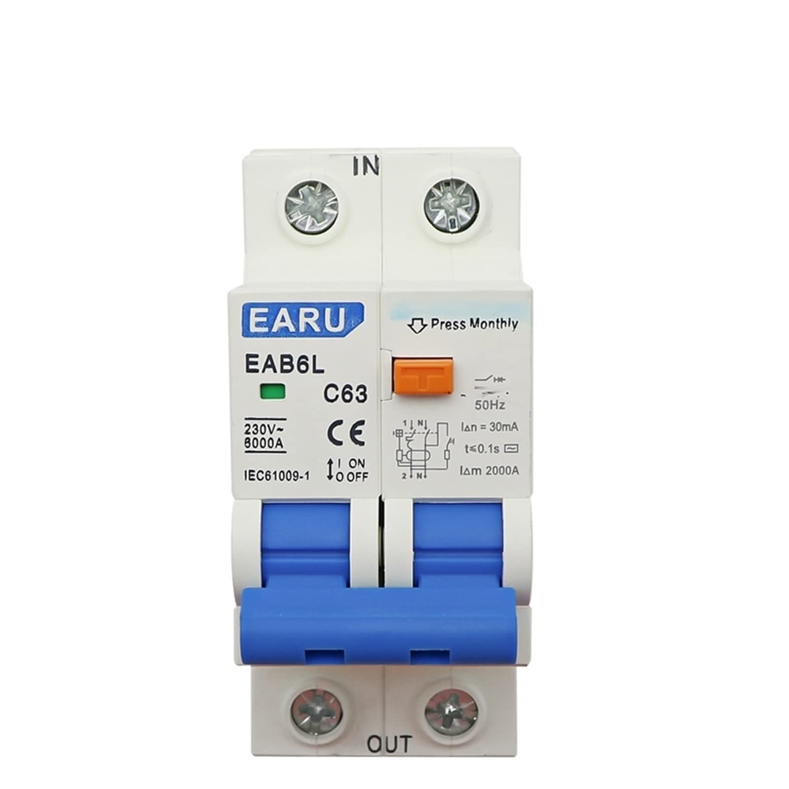 Disjoncteur différentiel 2P AC230V pour éviter pannes et électrisation 30mA
