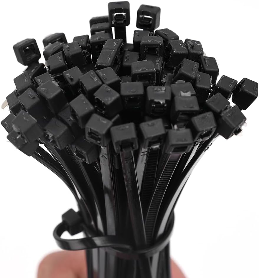 300PCS Self Locking Nylon Cable Ties Plastic Cord Tie Heavy Duty Cables Fastening Rings Loop Organizer,Black 3x150mm