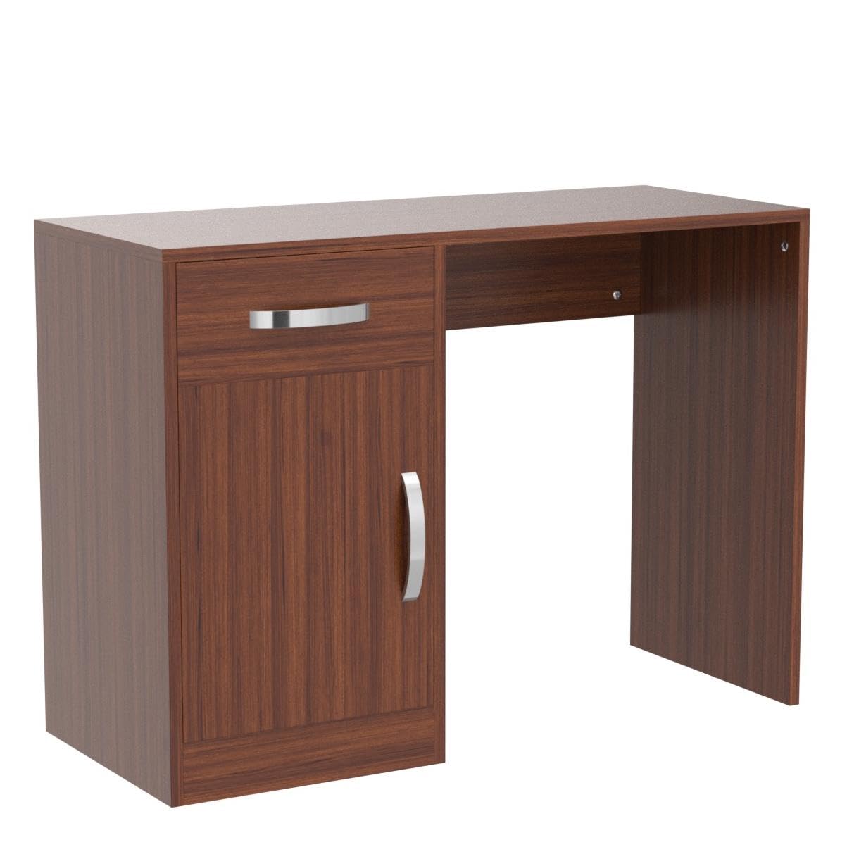 Bureau D'ordinateur Avec Tiroir Et Porte – Table De Bureau Maison/gaming – Rangement Intégré, Finition Mélamine – Gris