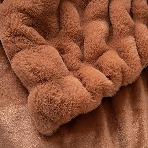 Luxury Concepts Soft Faux Rabbit Fur Throw Blanket - 50" x 60", Elegant Ruched Design Blanket, Machine Washable and Wrinkle Resistant, Lightweight Rust Throw Blanket for Couch, Sofa and Bed