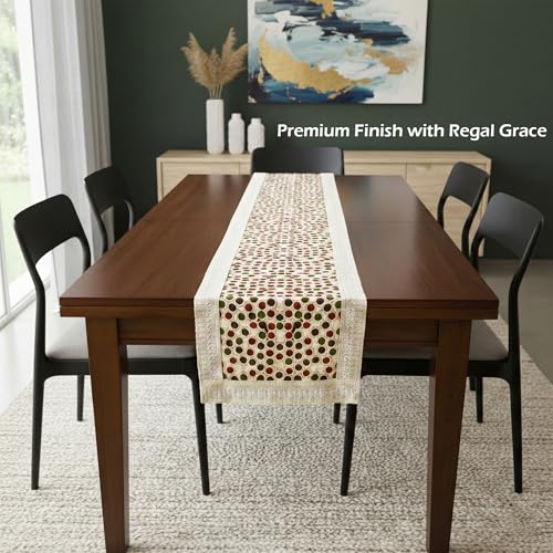 Image of Kuber Industries 72x18 Inch PVC Table Runner for Wedding and Family Dinners | Reusable Centre and Dining Table Runner | Dot Design - Multicolour