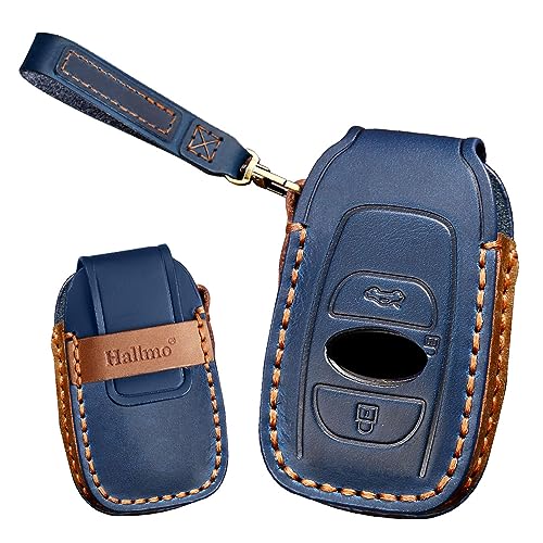 [TECART] スバル用 キーケース subaru キーリング 本革 防塵 キーシャル XV フォレスター インプレッサ Levorg レヴォーグ sti レガシィ アウトバック クロストレック WRX S4 などなどに適応 プレゼント 純正 3ボタン ブルーのサムネイル