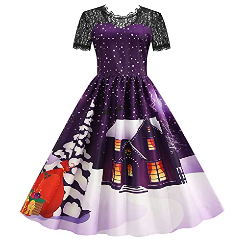 Lwolreny Vintage Rockabilly Dress Femmes Sans Manches Rétro éLéGant Dentelle Robe De Soirée Robes De Cocktail Robes De Soirée DéContractéEs Pour Noël Cover
