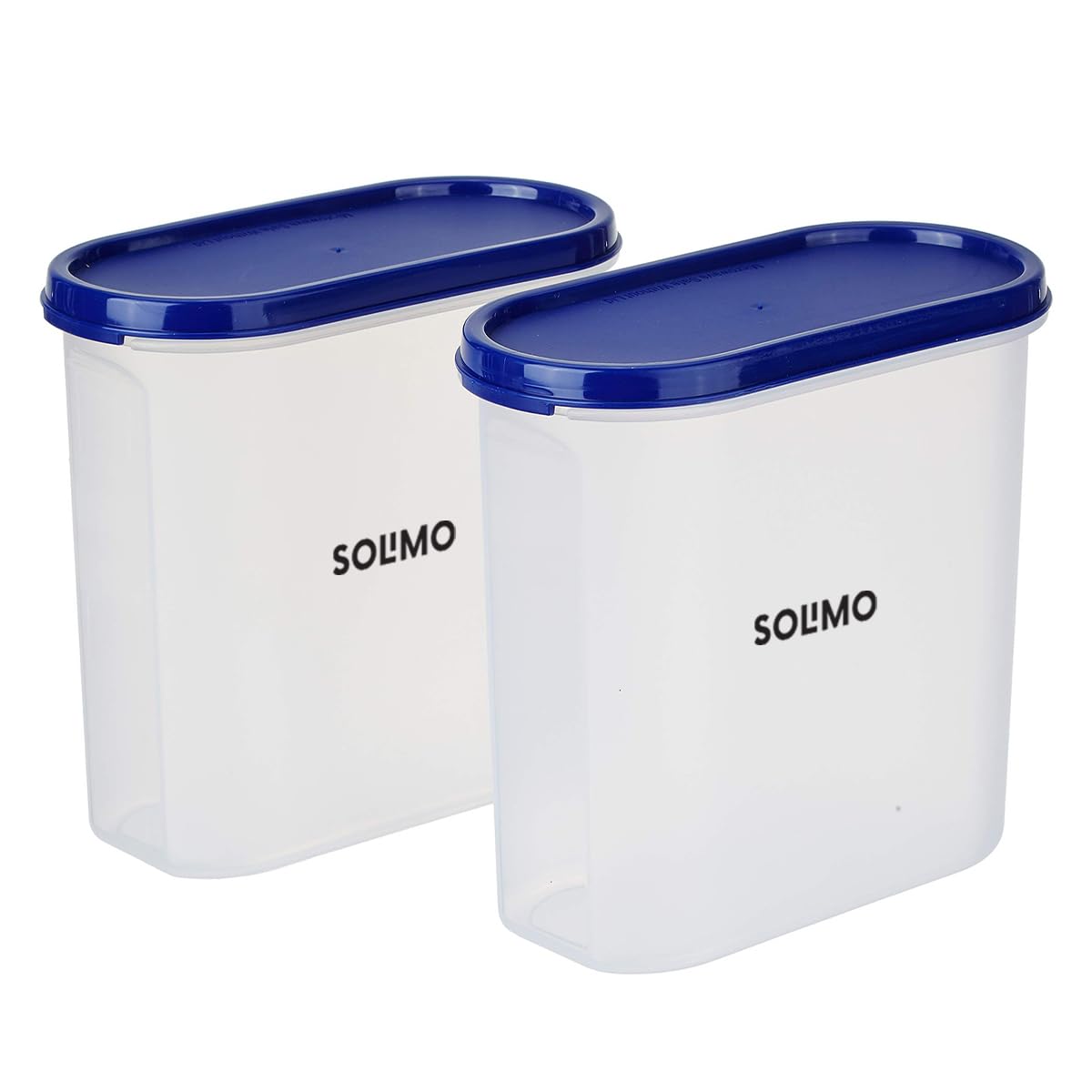 Amazon Brand - Solimo Modular Plastic Storage Container With Airtight Lid | BPA-Free Plastic | Microwave Safe | Dishwasher Safe | 1.8 Litres | Set of 2 (Blue)