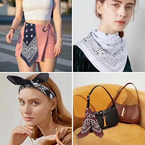 Image of Mochabao 100% Cotton 27 inch x 27 inch Large Bandanas for Men & Women, Multi-Purpose Bandana Headbands, Square Head Scarf