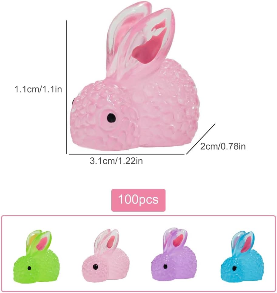 100pcs Tiny Rabbits Micros Landscape Figure Ornaments Glowing Miniature Statue Potted Decoration Garden Accessories