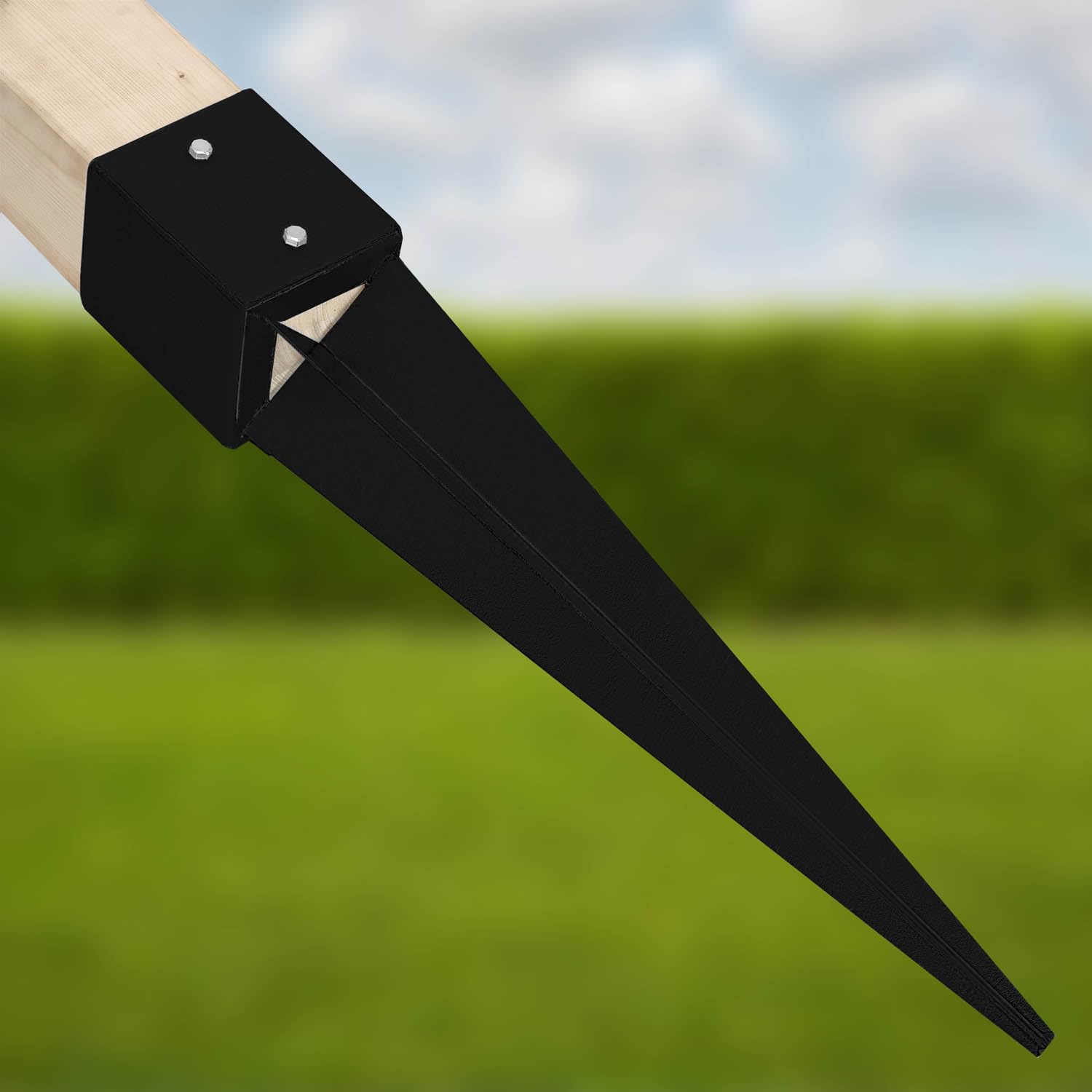 KOTARBAU® 4 STK. Pfostenträger Einschlagen 121x121x750mm verzinkt-pulverbeschichteter Stahl Einschlaghülse Erdanker Einschlagbodenhülse Gartenzaun Erdungsspieß Bodenanker Einschlaghülsen Holzpfosten