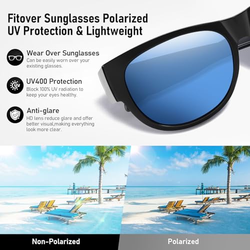 Image of HAOLOTA Sunglasses that Fit-Over Glasses Women Polarized, Trendy Cat Eye Sunglasses Wear Over Glasses, UV Protection