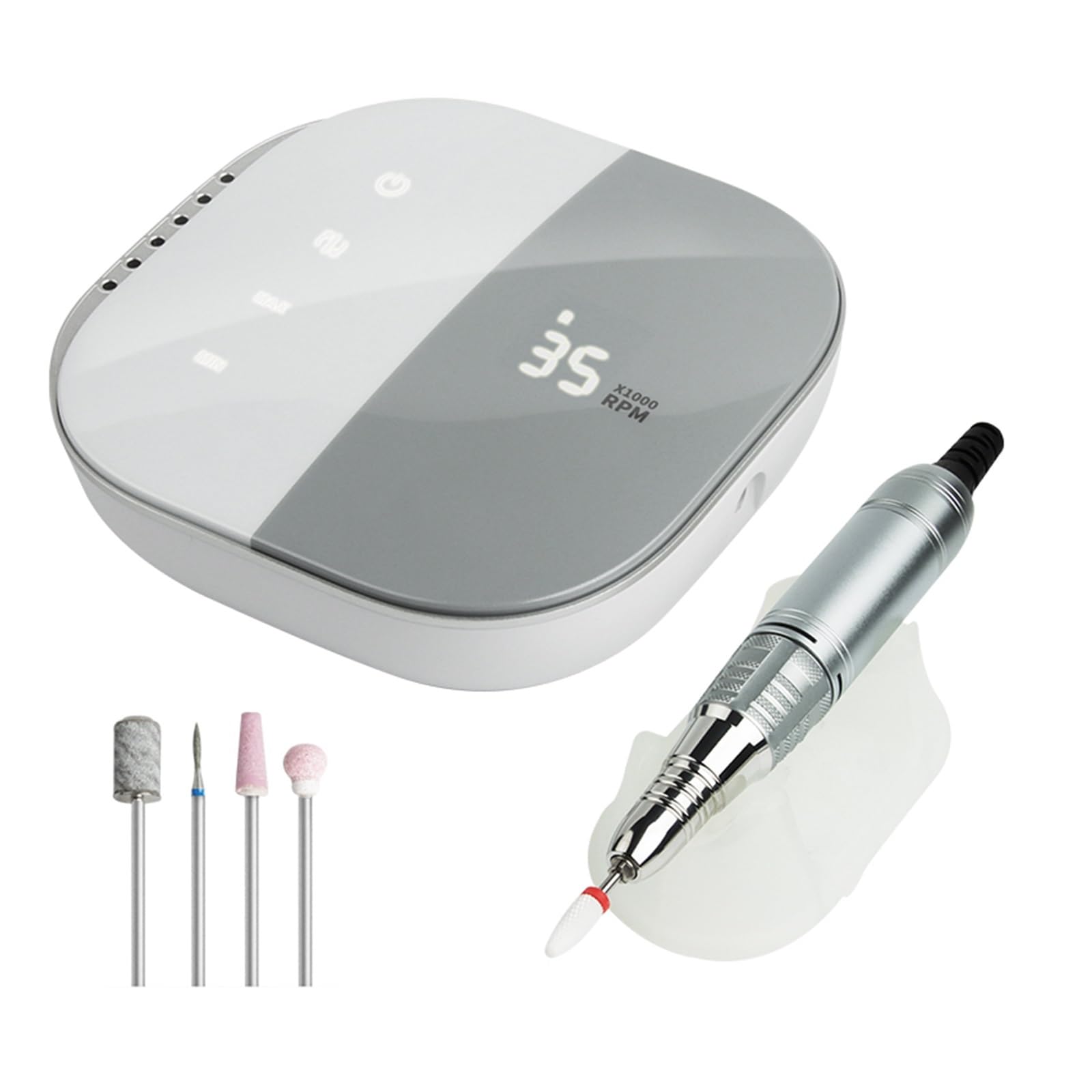 Torno de Uñas Eléctrico, Taladro eléctrico for uñas, juego de manicura y pedicura de alta velocidad de 35000RPM, suministros for uñas for profesionales, lijadora pulidora de uñas(Szary)