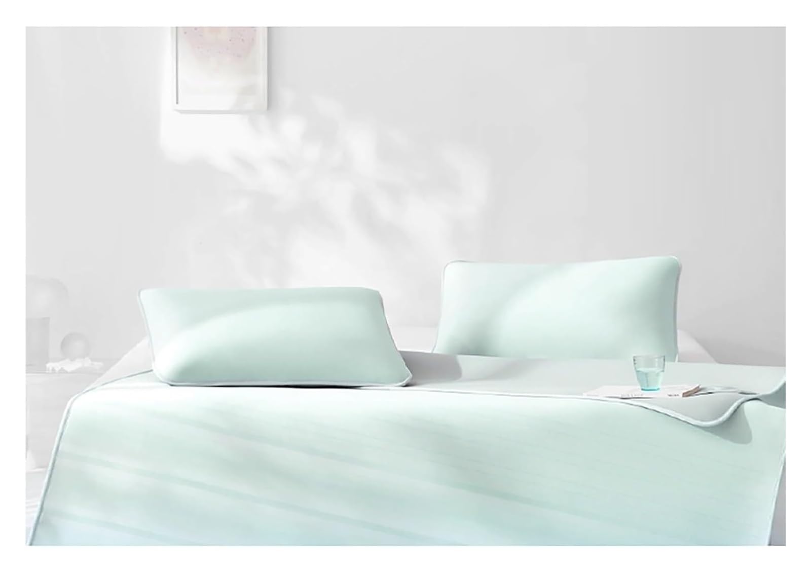 Ice Silk Cooling Bed Sheet, Ice Silk Summer Sleeping Pad Washable Set Multicolor Multiple Sizes(Green,180 * 200cm/71"x79")
