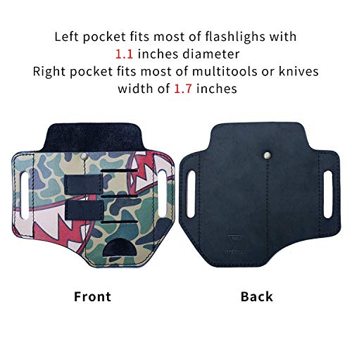 VIPERADE PJ13 Camoshark Knife Sheath for Belt, Tool Leather Sheath for men, EDC Pocket Tool Pouch/Flashlight Holster/Multitool Leather Sheath for Leatherman, Handmade Knife Leather Sheath - Thumbnail 2