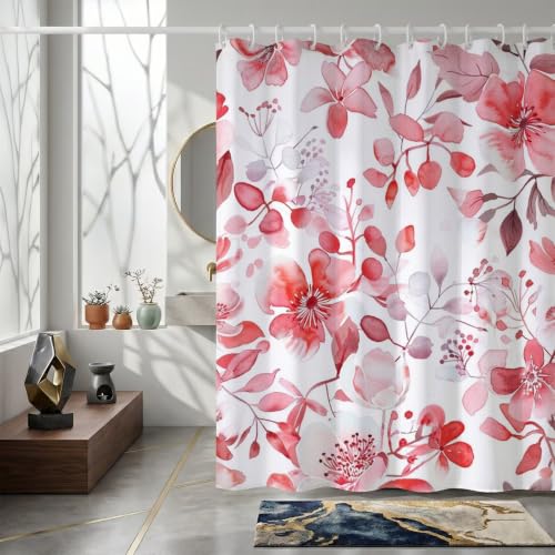 Rideau de douche 150x170cm en polyester imperméable motif fleur avec anneaux inclus - 4