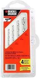 BLACK+DECKER Jogo de Brocas para Concreto com 4 Peças, Tamanhos de 4 mm a 8mm, Modelo BD0040CS