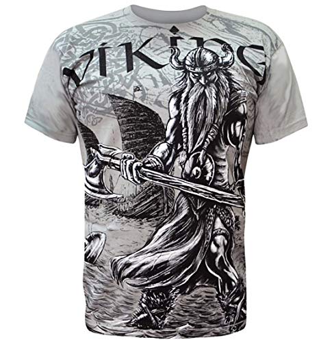 Price comparison product image Fantasmogoria Viking VAHALLA - Mens Grey T-Shirt (X-Large)