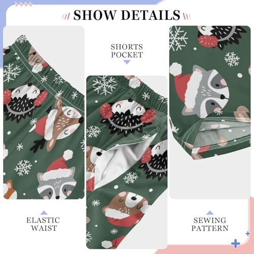 Christmas Raccoon Fox Boys Long Pants Soft Trousers Elastic Waist Kids Lounge Bottoms with Pockets S-XL4
