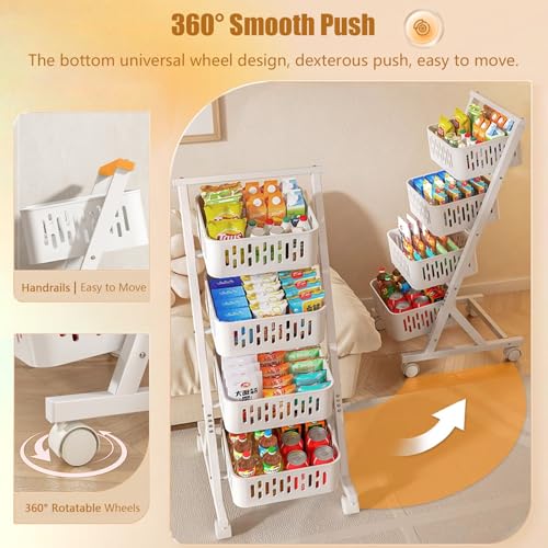 Espositore per Snack a più Livelli con Ruote, Carrello Organizer in Metallo con Ripiani su Ruote per conservare Alimenti, Frutta e Verdura, Supporto Portatile per Snack per Home Theatre.