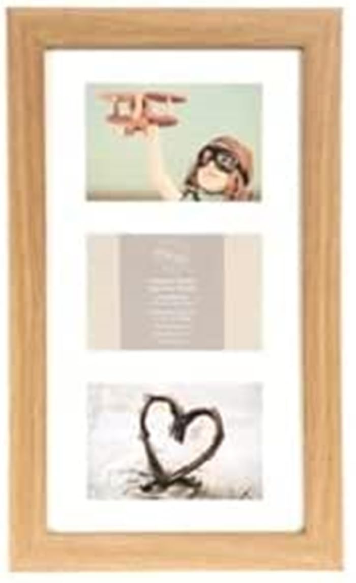 Biznest Oak 3 Multi-Aperture Frame Photos Multi Picture Wall Frame Family Rules Collage Frame Photo Frame 26X43cm (Oak)