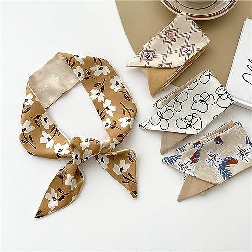 QTMY 4 Pack Purse Scarf for Bags Silk Head Scarf for Hair Handbag Women Scarfs Band Hair Neck Scarves Fashion Gifts,462
