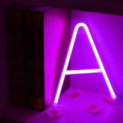 Miniatura 9 de Letrero de neón, letras de neón, letras del alfabeto de neón iluminadas, letras con luces LED, letras de marquesina iluminadas, batería, USB, rosa