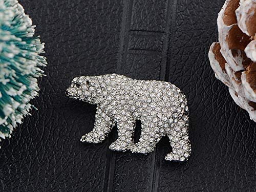 Image of Alilang Women's Polar Bear Brooch Clear Crystals Christmas Winter Holiday Pin Shawl Scarf Brooch